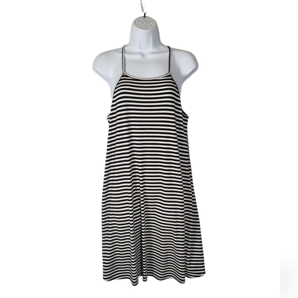 Love fire women's black, white striped Halter dress size XL